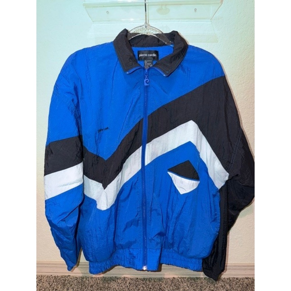 Vintage Pierre Cardin Blue Colorblock Windbreaker Jacket Mens Medium Retro 90s